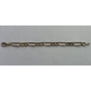 Size 7.5 Unbranded 925 Sterling Silver Bar Link Bracelet w/ Lobster Closure